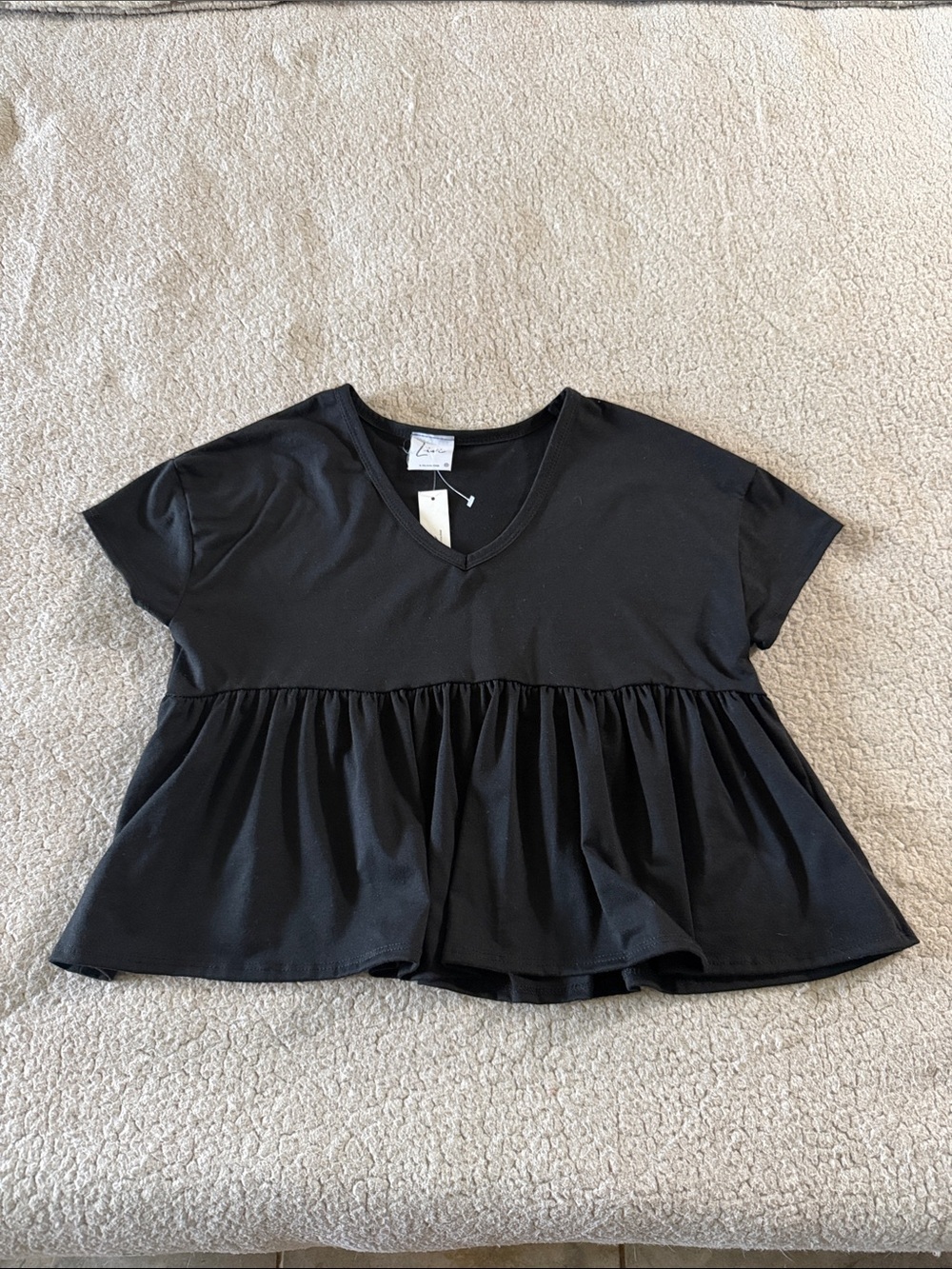 Olivia Rae Black V-Neck Peplum Crop Top New XS